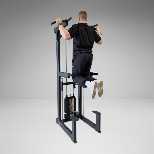 Assisted Chinning and Dipping Machines are the perfect way for anyone new trainees to build the required strength to chin or dip with their own body weight.